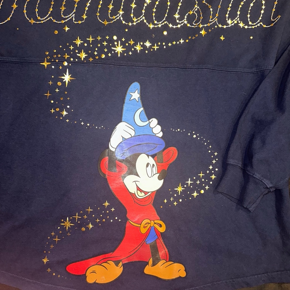 Imagineer Rare Cast Member Spirit Jersey Fantasia Mickey Mouse Large Navy Gold - Picture 5 of 7